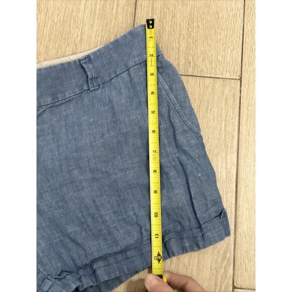 Ann Taylor LOFT Chambray Linen Shorts Women's 6 Blue Mid Rise - Picture 2 of 6